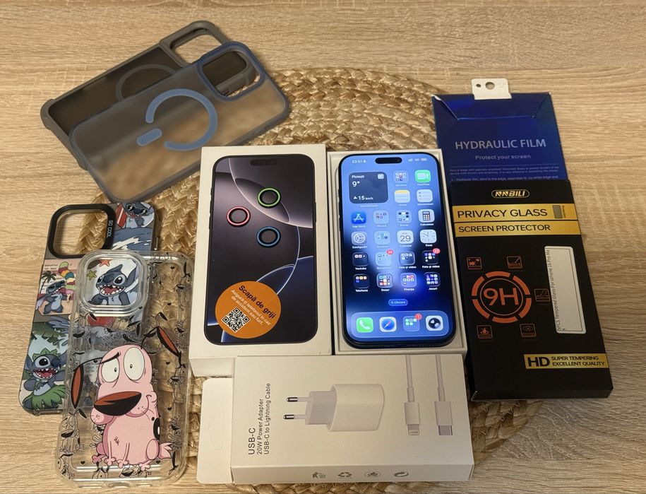 iPhone 16 Pro Max Black Titanium - ca Nou, Factura si garantie +  incluse