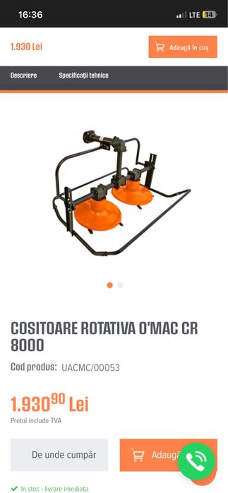 De vanzare cositoare Omac cr8000