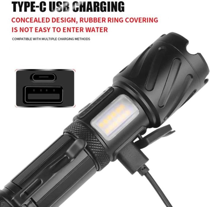 WindFire Torch, супер ярко, презареждащо се, мощно фенерче за туризъм