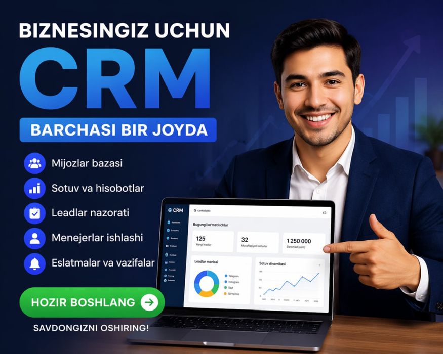 Biznesni avtomatlashtirish, CRM tizimi, Bitrix24, Amocrm, Moysklad