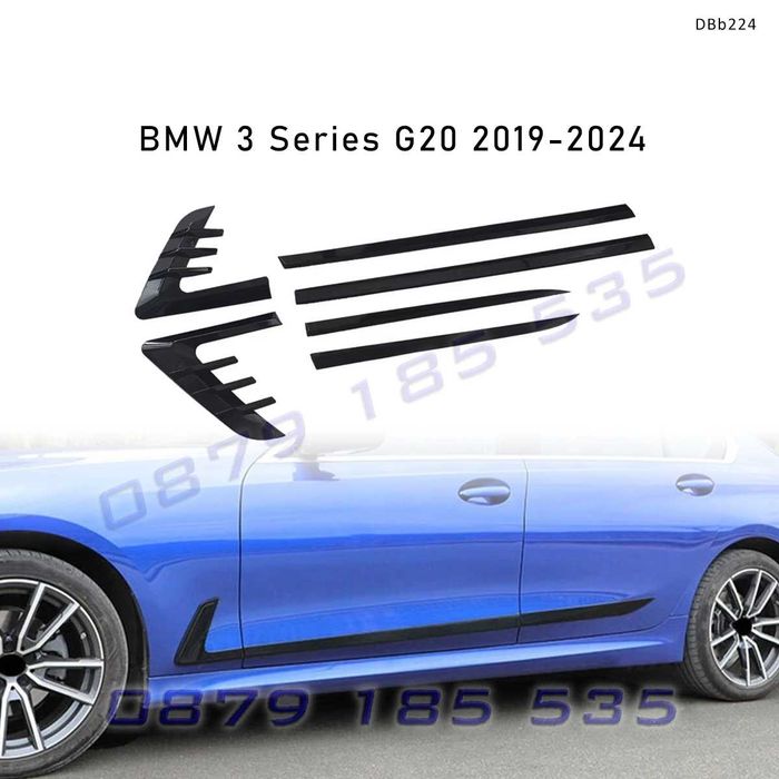 Декоративни тунинг лайсни за врати за BMW 3 Series G20 2019-2024, черен гланц – DBb224 стикери бмв г20 tuning laisni stikeri