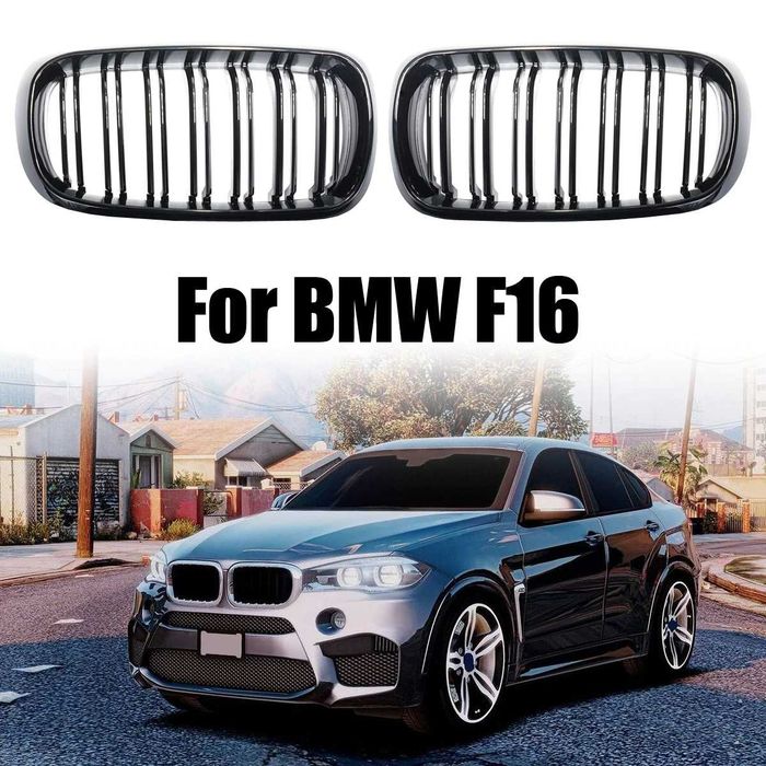 Negru Lucios Grile Nari Duble M BMW X5 X6 F15 F16 F85 F86 CapaceOglinz