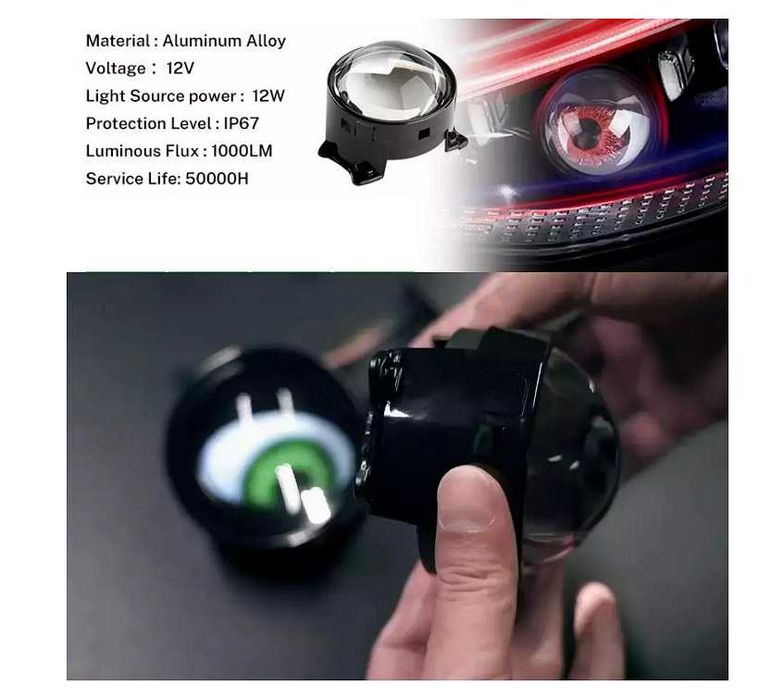 3D LED фарове Devil Eyes с лупа 3" (8см) – Wi-Fi управление