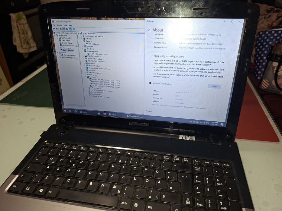 Medion E6226 cu Intel i3, 6 gb ram, Windows 10,bun muzică, filme