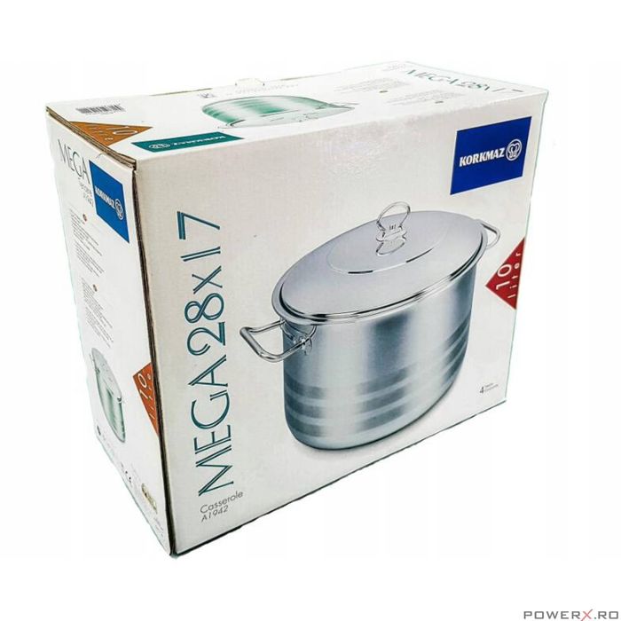 Oala cu capac din inox, 20X12cm, 3.7litri, compatibila cu toate