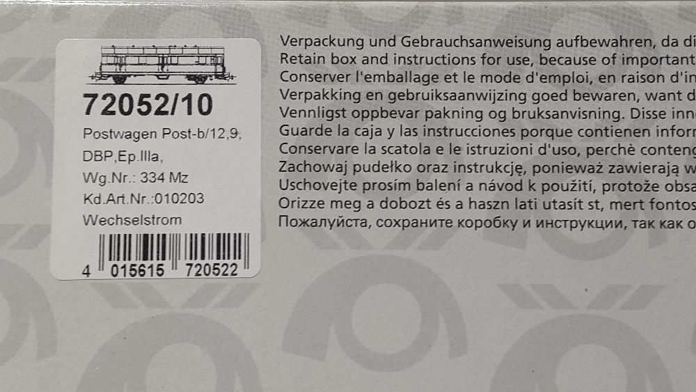 Vagon postal PIKO 72052/10, H0 (1:87)