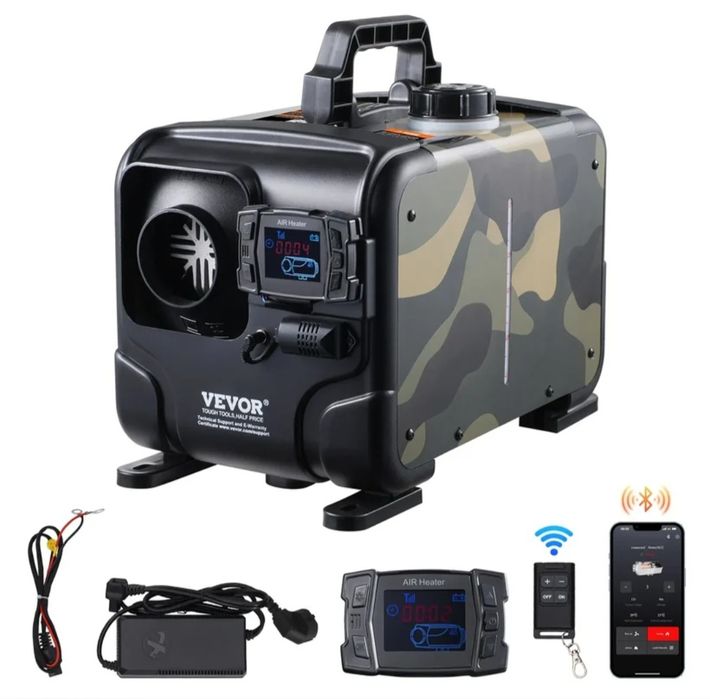 8KW суха дизелова печка Vivor Camolite – 12V/24V, с Bluetooth и CO аларма