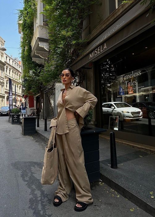 Сет за една атрактивна ежедневна визия  цвят екрю