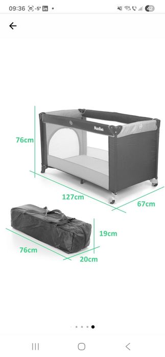 Patut de calatorie pliabil, geanta de transport inclusa, gri