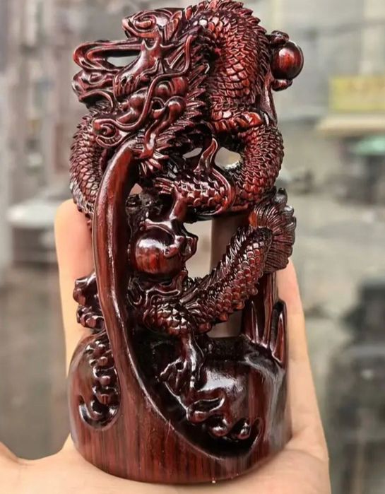 Statuieta dragon in lemn de trandafir
