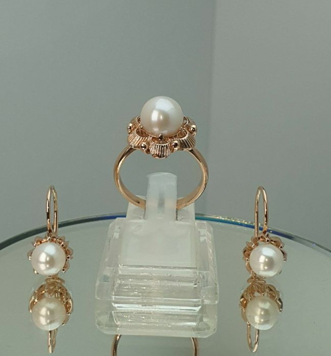 Ссср1982год Ленинградские заводские серьги с натуральным жемчугом 583п