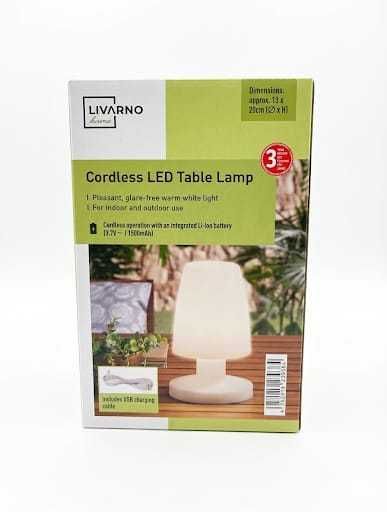 Veioză LIVARNO HOME, LED integrat, alb cald, 20x13cm lithiu ion ackku