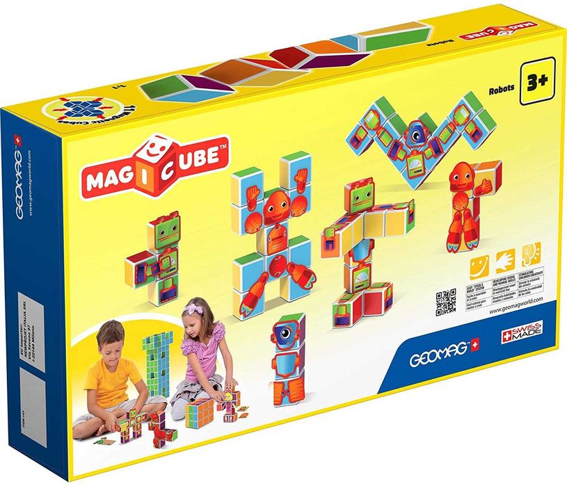 Set de constructie magnetic Geomag, Robot, 11 piese