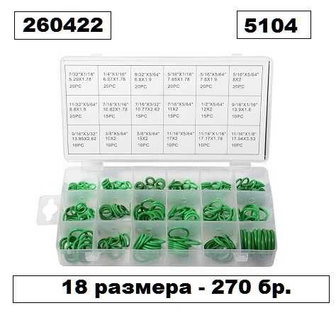 Кутия с "О" пръстени за климатик (зелени)- 5104