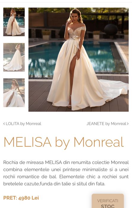 Rochie de mireasa satin Monreal
