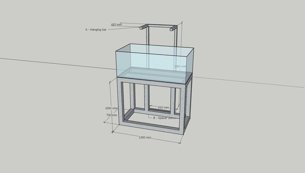 Acvariu marin rimless din sticlă ultraclear + sump + stand metalic