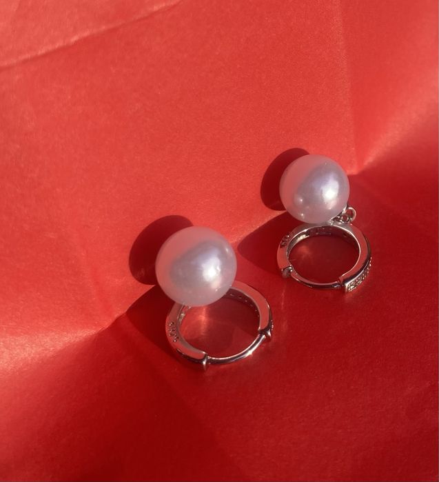 Cercei argint si perle sintetice