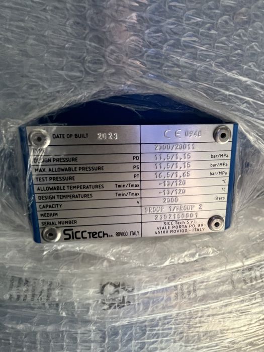 Butelie - Rezervor de aer, vertical, 2000 L, 12 Bar - Produs nou