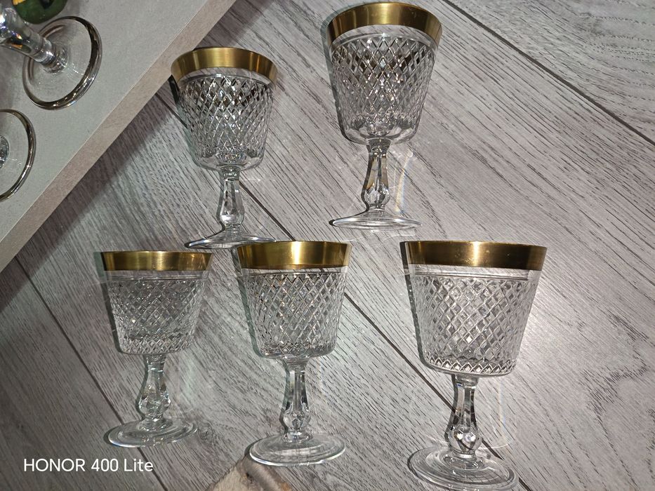 Pahare Cristal placate cu Aur de 24K Vintage