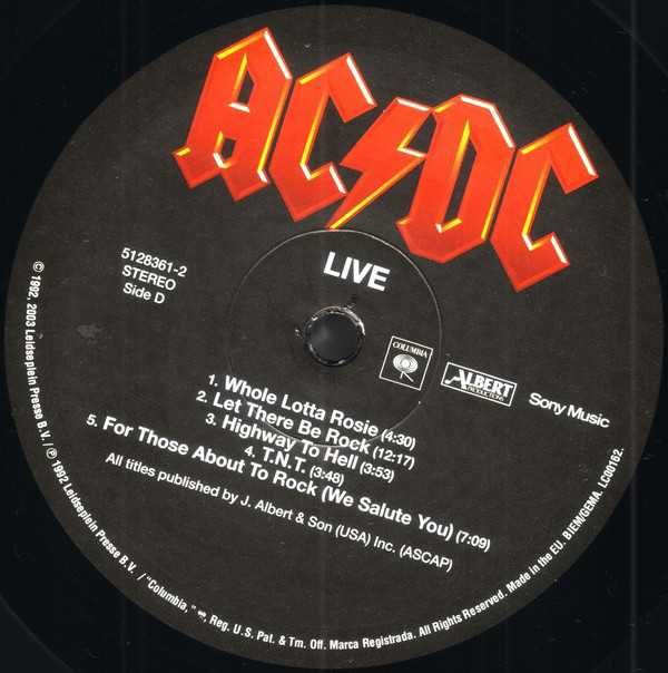 Пластинка виниловая AC/DC ‎– Live