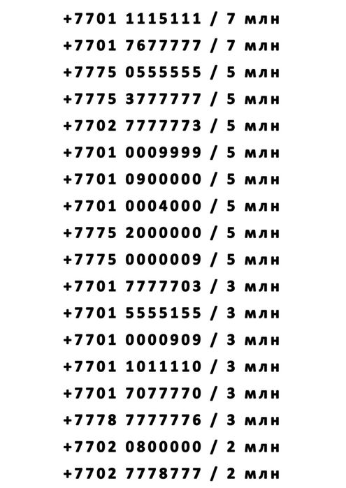 Красивые  номера KCELL