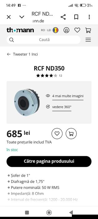 Rcf driver nd 350, 8 ohm