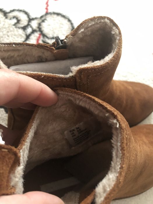 Botine femei H&M noi, piele intoarsa