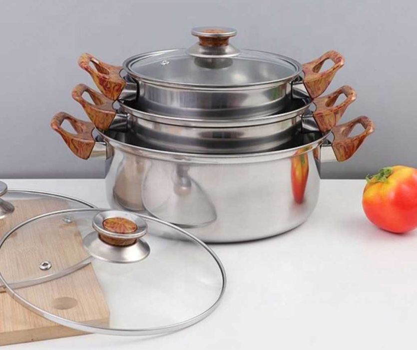 Кухненски комплект за готвене с охлаждащи дръжки, 12 части, Тигани