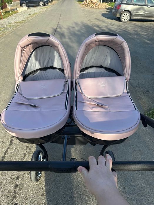 Cărucior gemeni Junama Fluo 6in1 complet, cu scoici