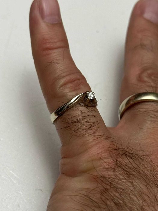 INEL AUR alb 18K + 1 DIAMANT = 0.17CT - Solitaire - De logodna - TOP - 3.9g. !