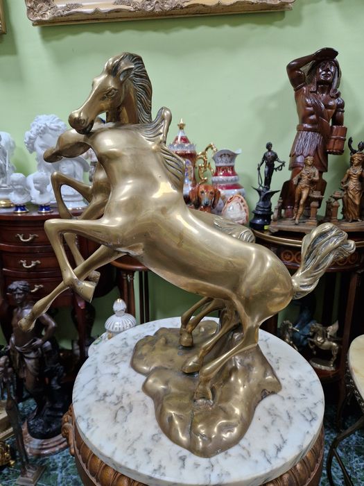 Уникална огромна антикварна английска бронзова фигура композиция