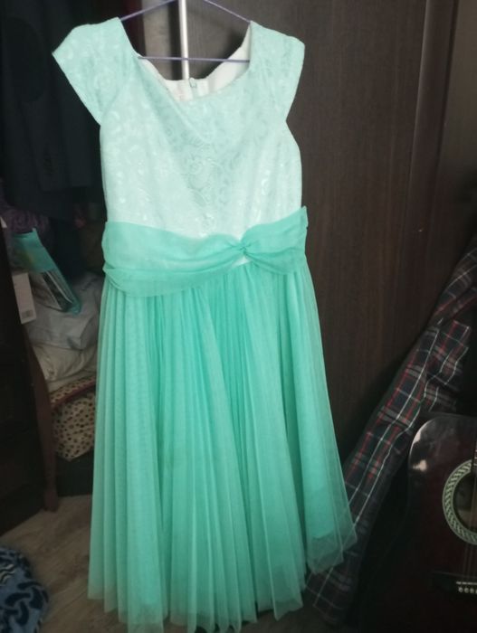 Детское бирюзовое платье 6-8 лет