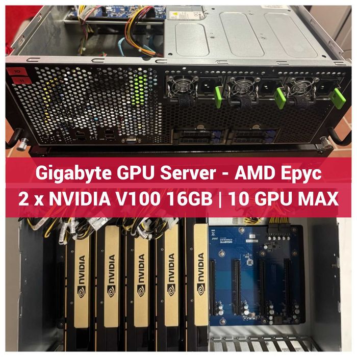 Gigabyte G431-MM0 GPU Server – 2x NVIDIA Tesla V100 16GB PCIe, 16GB DDR4 ECC, 3x 1600W Redundant PSU