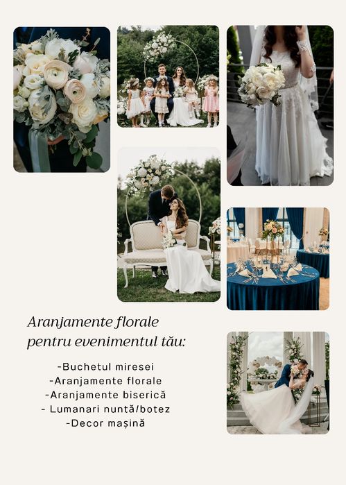 Decoruri florale pentru Nuntă/Botez/Evenimente/ din flori naturale