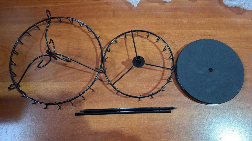 Suport bijuterii rotativ, 2 niveluri, 42 carlige, negru