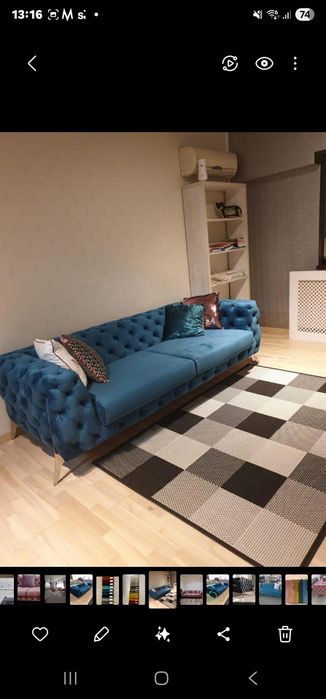 Oferta! Set canapele Chesterfield si fotoliu rotativ