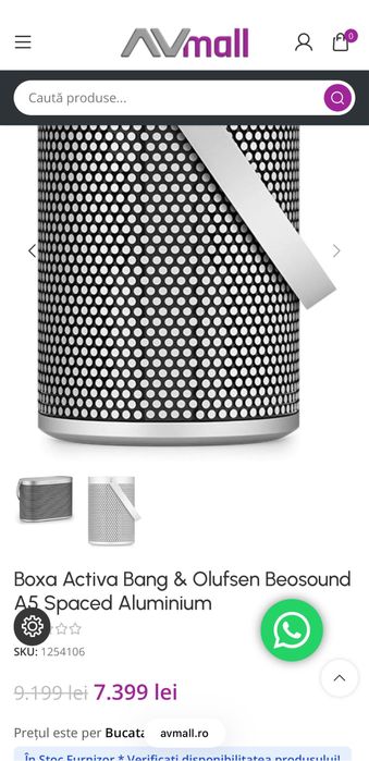 Boxa activa Bang & Olufsen Beosound A5 boxa bang & olufsen A5 spaced grey