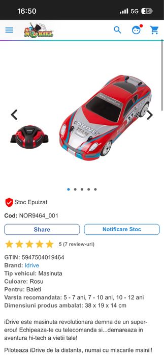 Masinuta cu telecomanda mana