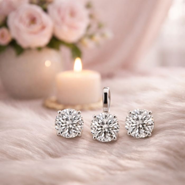 Set cercei si pandant cu diamant 3ct