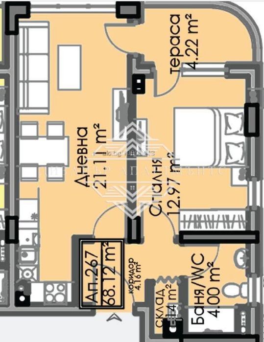 Двустаен апартамент 63,82 кв.м в кв. Мадика, Бургас – модерно строите