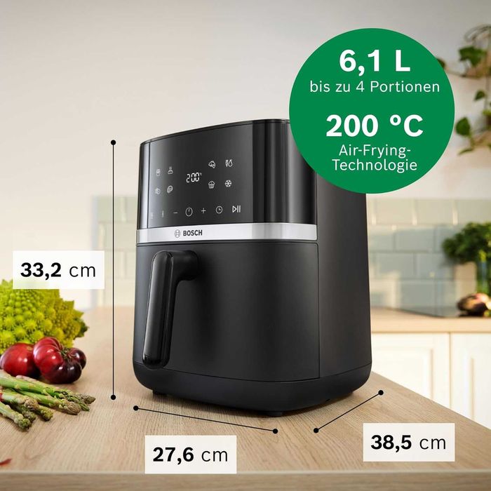 Фритюрник с горещ въздух BOSCH MAF462B0, 6,1 литра, 2050W, 7 програми