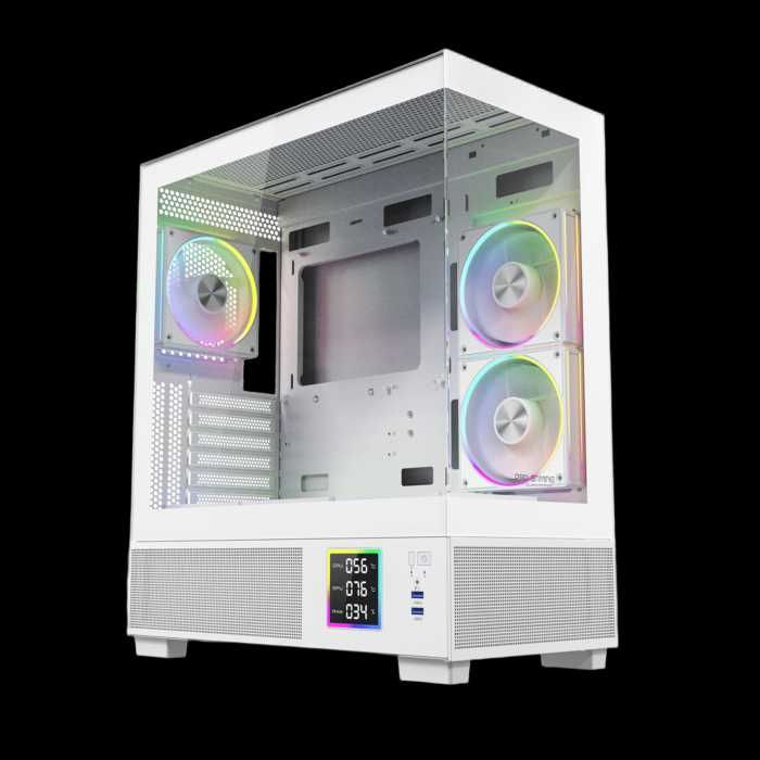 Carcasa ProGaming Kian V2 ATX, 6 ventilatoare ARGB, display – Noua (Alba sau Neagra)