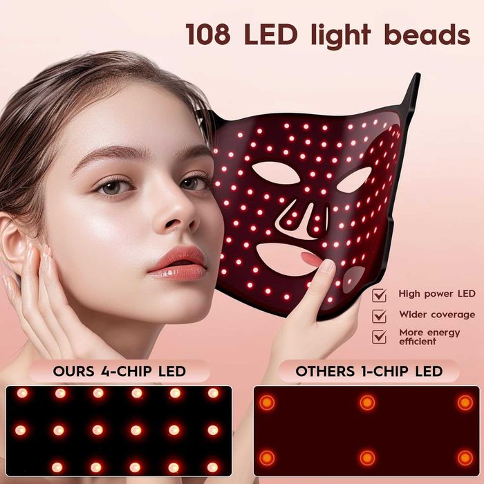 Masca faciala LED cu terapie cu lumina rosie - red light mask