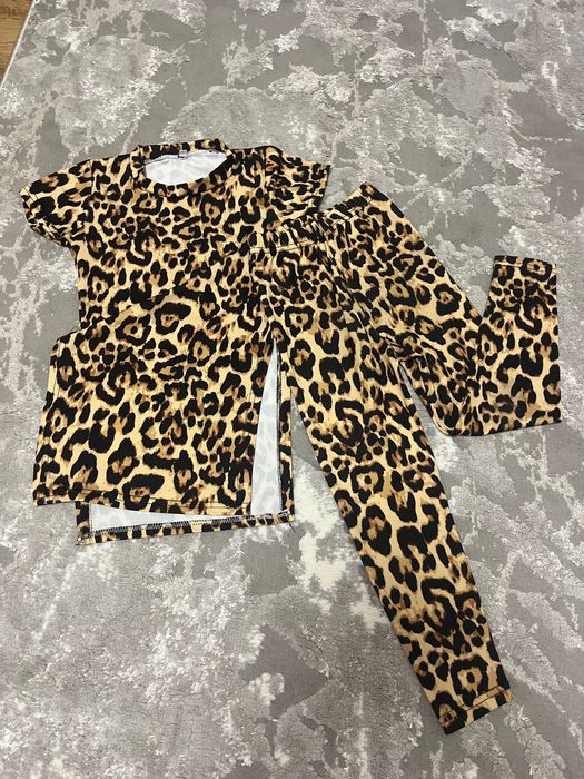 Set tricou+pantaloni animal print copii