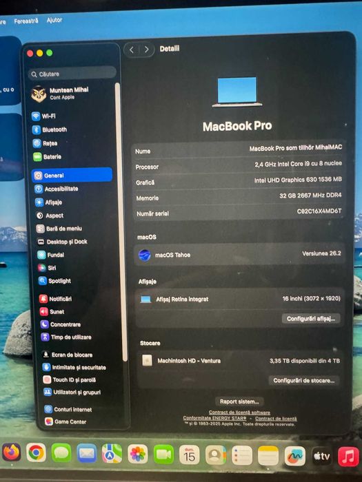 MacBook Pro 16 inch 2019 i9 32GB Radeon Pro 5500M 8GB 4TB SSD