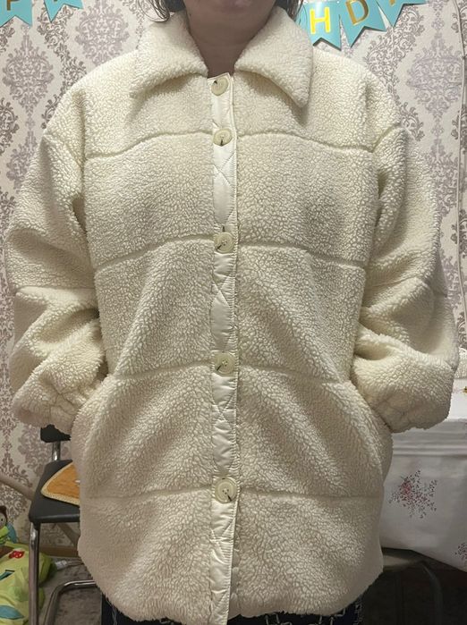 Белая шуба Тедди оверсайз