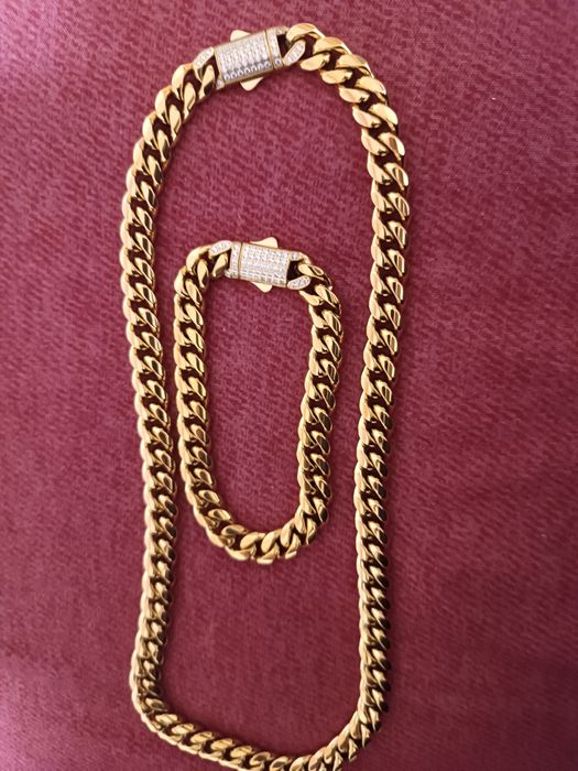 Set lanț plus brățară MONACO CUBANA bărbătesc