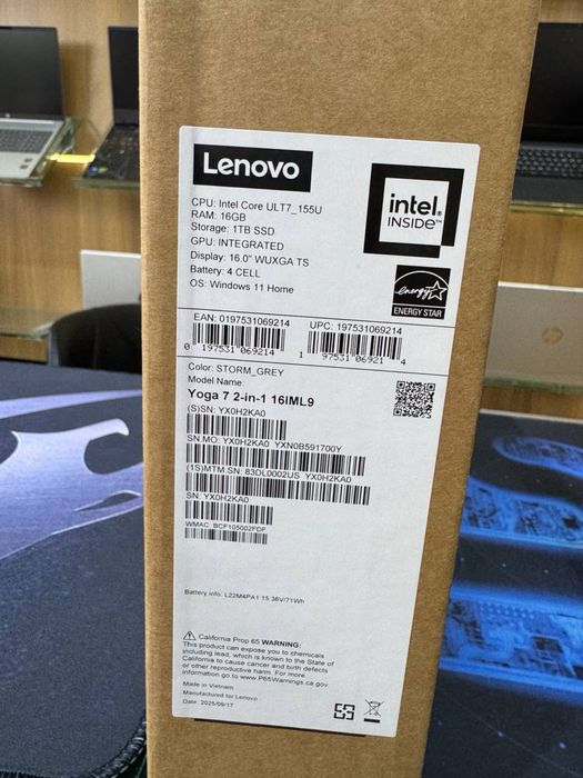Lenovo Yoga 7 noutbuk / Ultra 7 155U / 16GB Ram/ 512GB/ 2 in 1 Touch