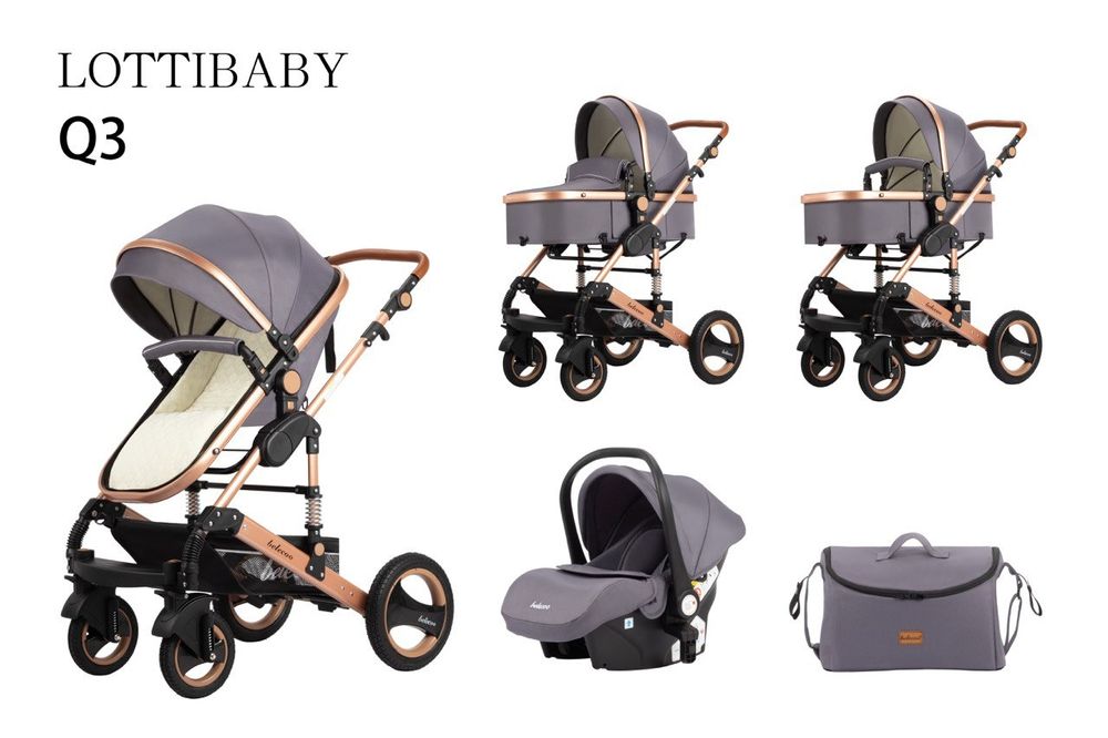 Коляска Lottibaby Q3 3в1 премиум комфорт для новорождённых