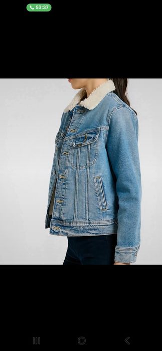 Jacheta din denim cu blana